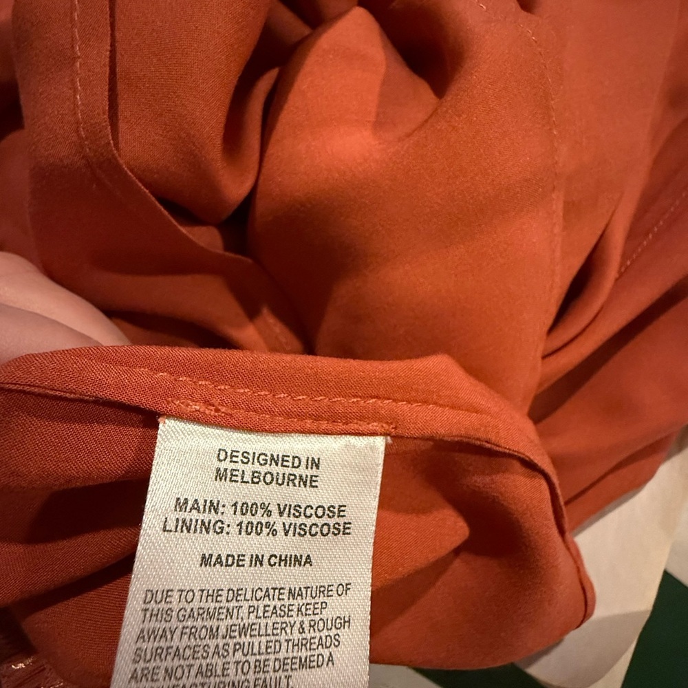 Once Was Melbourne Rust Orange Metallic Stripe Midi Dress – Size 1 (NWT) - Picture 4 of 6